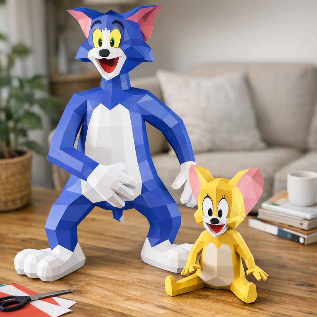 Papercraft de chimpanzé sentado em origami 3D