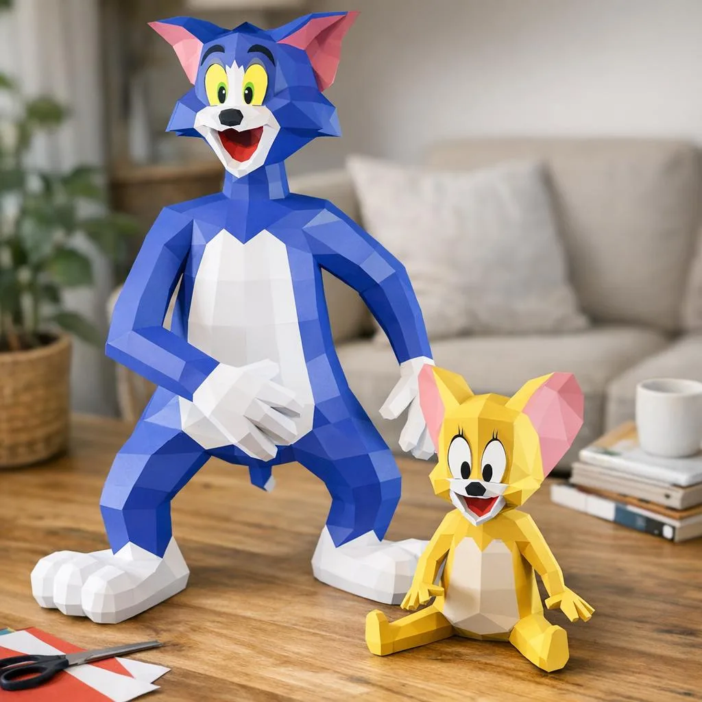 Tom und Jerry Papercraft als 3D-Origami