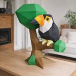 Papercraft de toucan en origami 3D