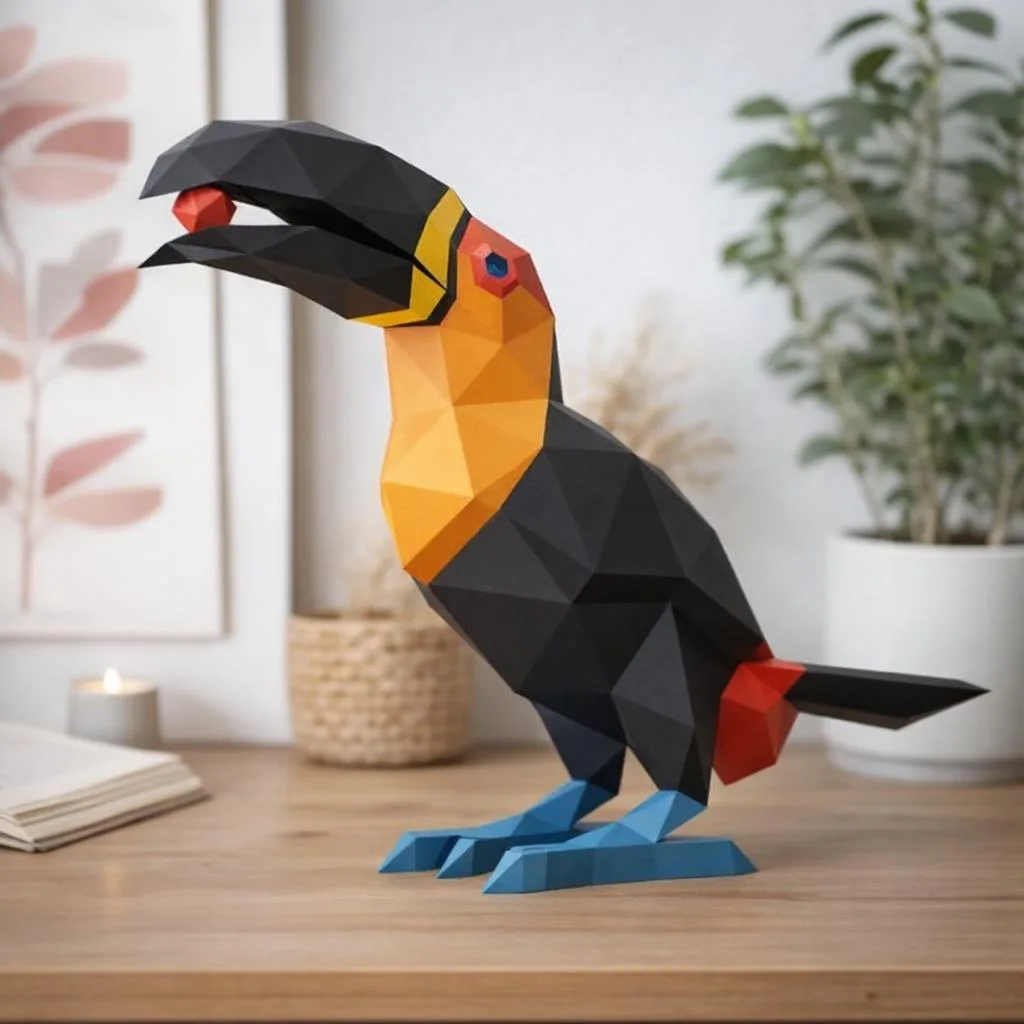 Papercraft-Tukan als 3D-Origami