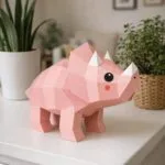 Papercraft de tricératops en origami 3D