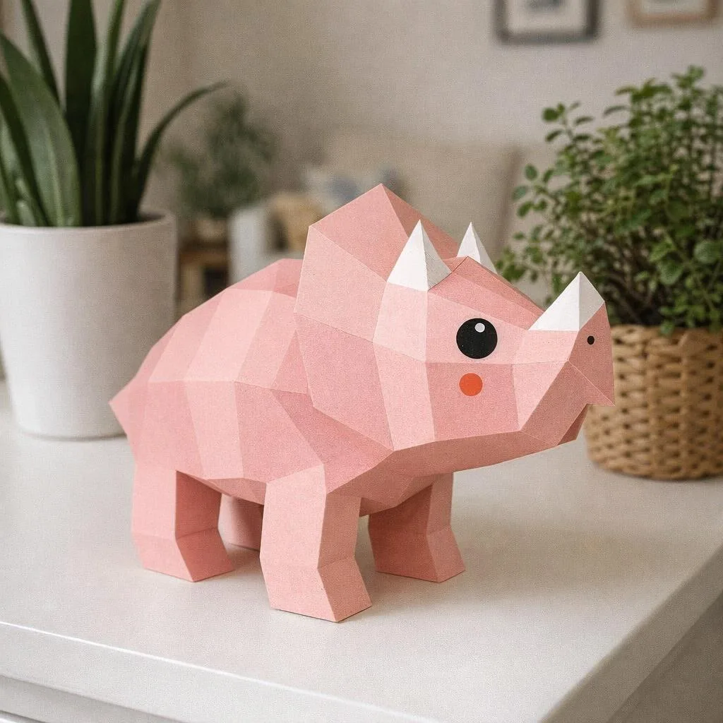 Papercraft di triceratopo in origami 3D