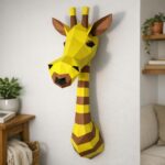Papercraft de trophée girafe cartoon en origami 3D