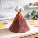 3D origami volcano papercraft