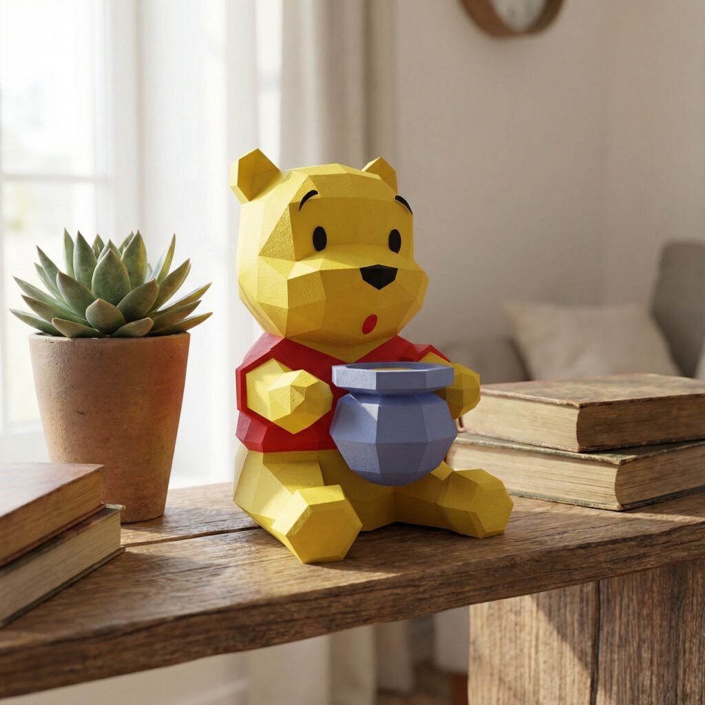Papercraft de Winnie l'ourson en origami 3D
