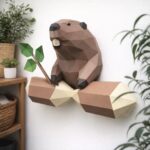 3D Origami Beaver Wall Papercraft Decoration