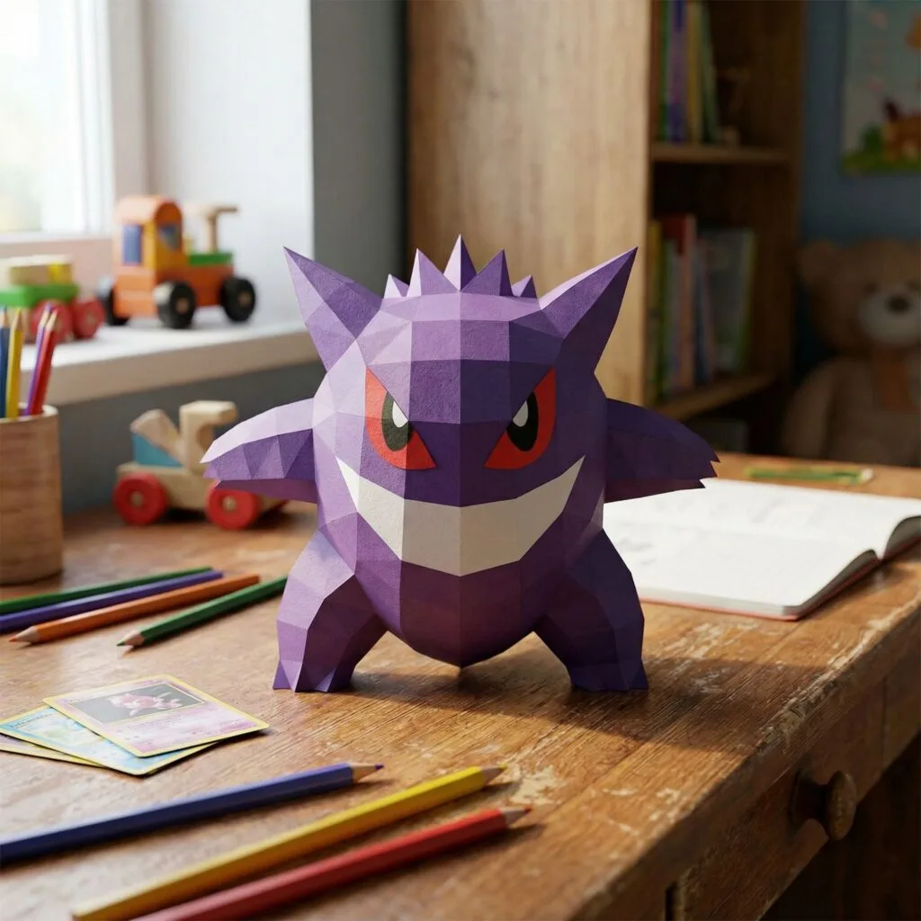 Papercraft Ectoplasma Pokémon als 3D‑Origami