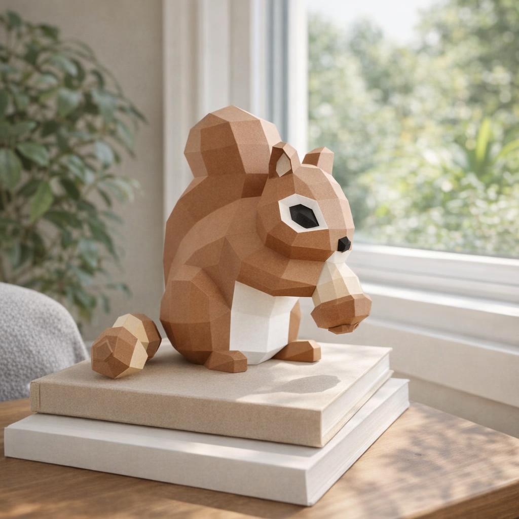 Papercraft d'écureuil en origami 3D