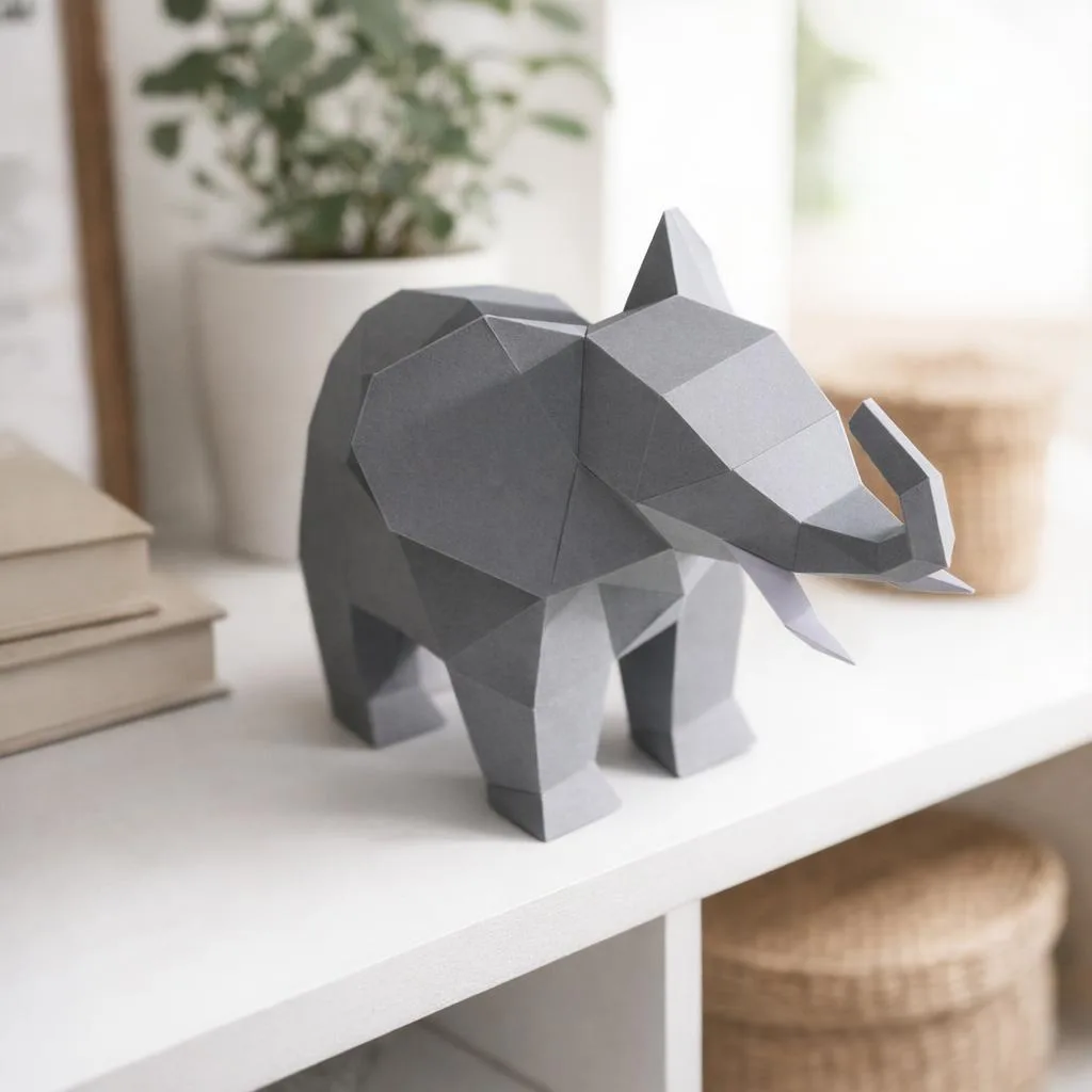 3D origami elephant papercraft