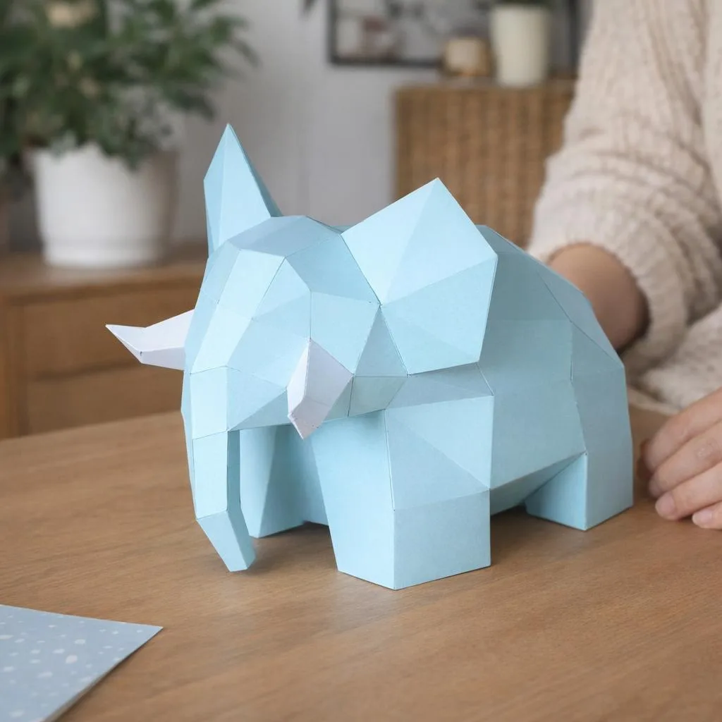 Papercraft di giraffa gialla da appoggio in origami 3D