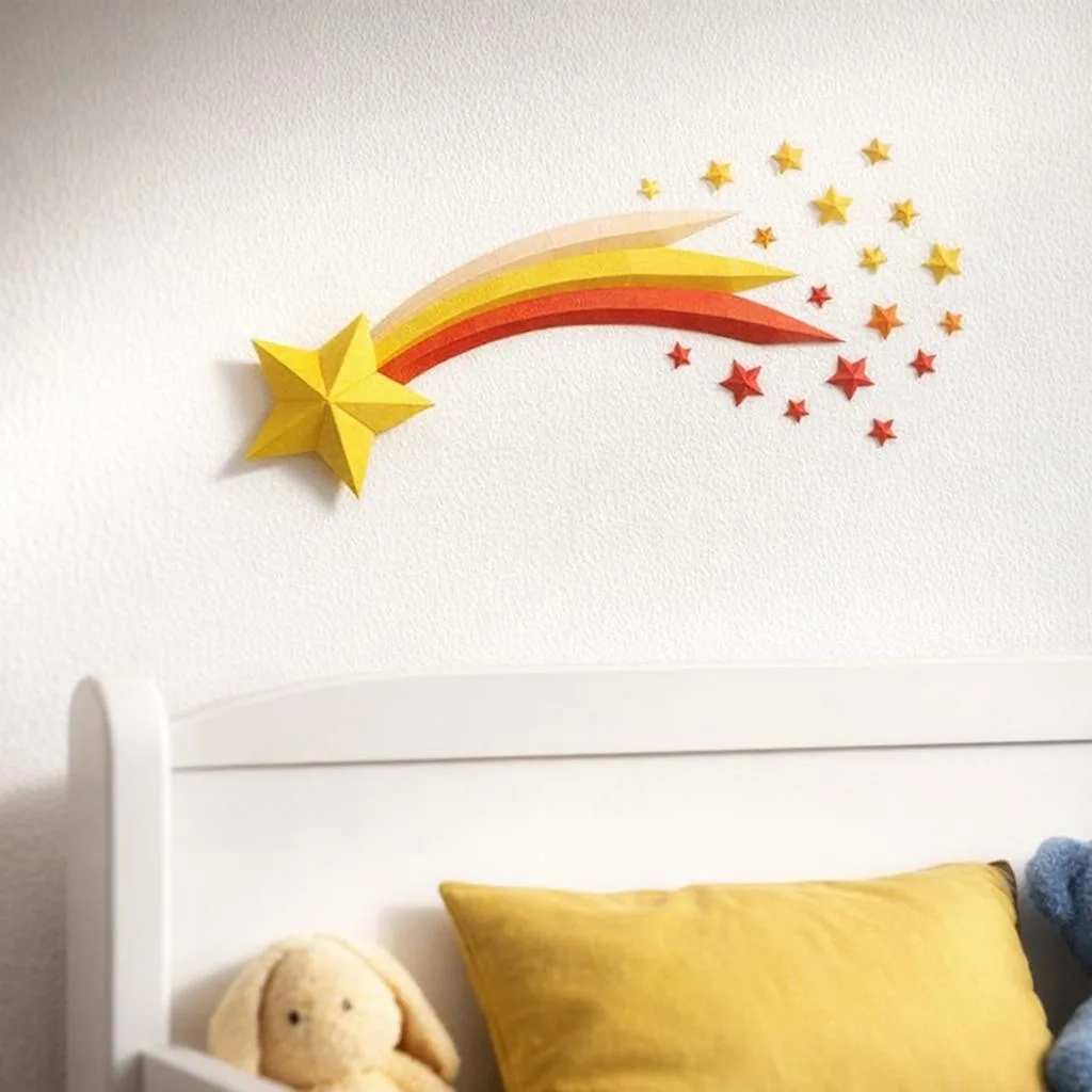 Papercraft d'étoile filante multicolore en origami 3D