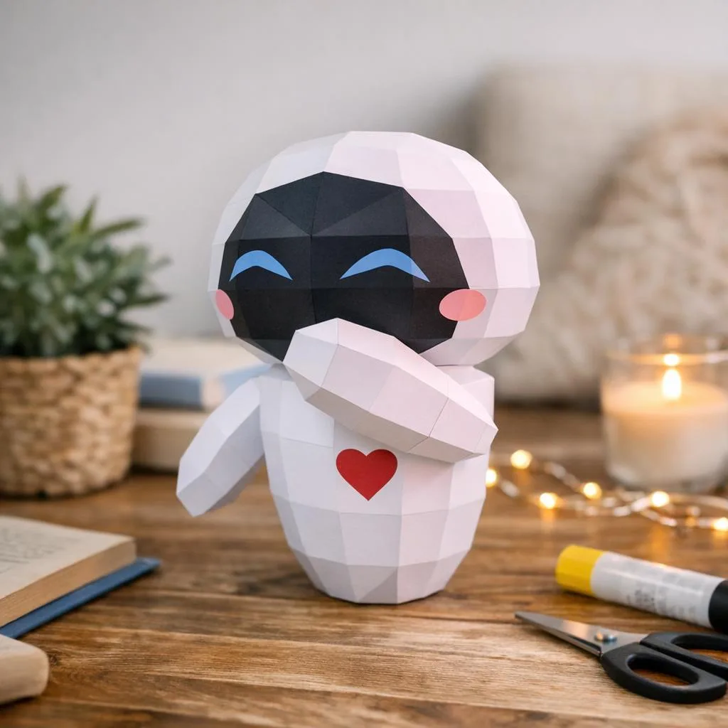 Papercraft do robô Eve em origami 3D