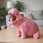Sitzendes Nilpferd als 3D-Origami-Papercraft