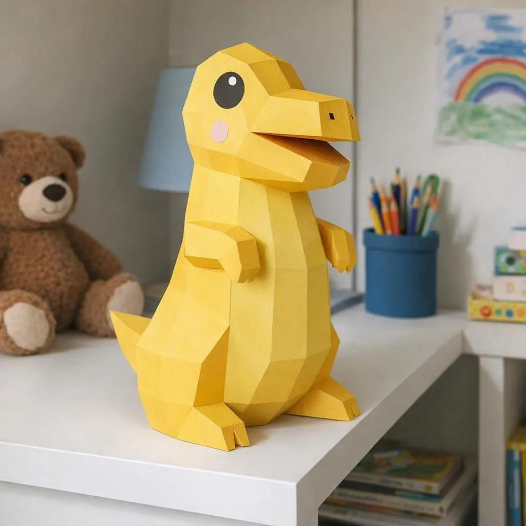 Papercraft de dinossauro para montar em origami 3D