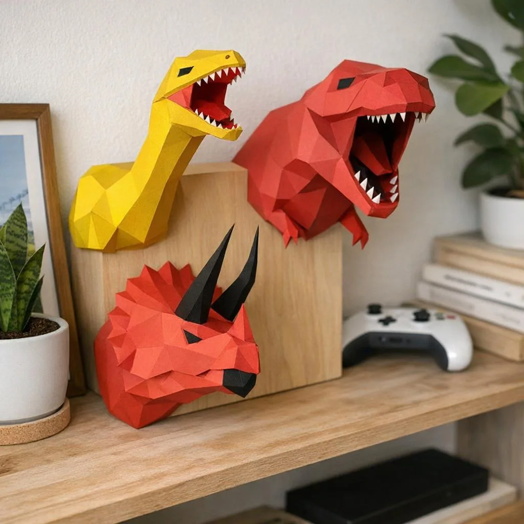 Origami-Papercraft-Dinosaurier im Set