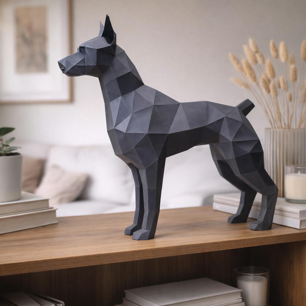 Papercraft Doberman en origami 3D