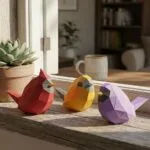 Papercraft d'oiseaux minimalistes en origami 3D, vue 2