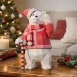 3D Origami Christmas Bear in a Sweater Papercraft