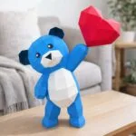 Papercraft d'ours en peluche avec cœur en origami 3D