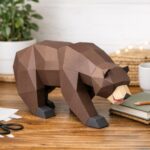 Papercraft d'ours grizzly brun en origami 3D