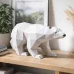 Papercraft de urso polar caminhando em origami 3D