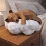 Papercraft de urso em uma nuvem em origami 3D