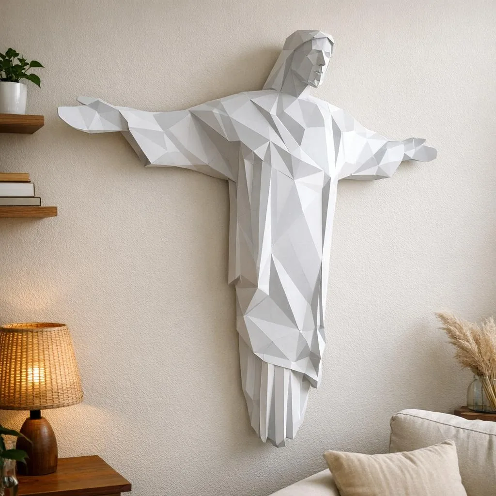 Papercraft du Christ rédempteur en origami 3D