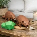 Papercraft do casal de castores em origami 3D