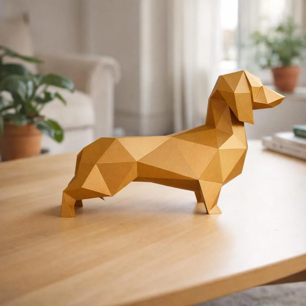 Papercraft duo de teckels en origami 3D