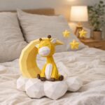 Papercraft schlafende Giraffe auf dem Mond, 3D-Papiermodell