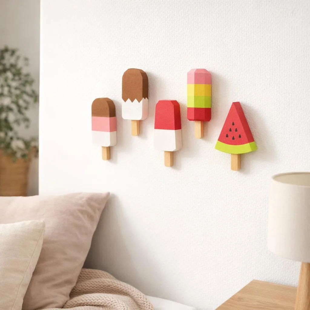 Papercraft glaces popsicles decorazione murale in origami