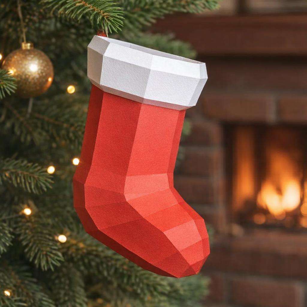 Papercraft gratuit de chausson de lutin en origami 3D