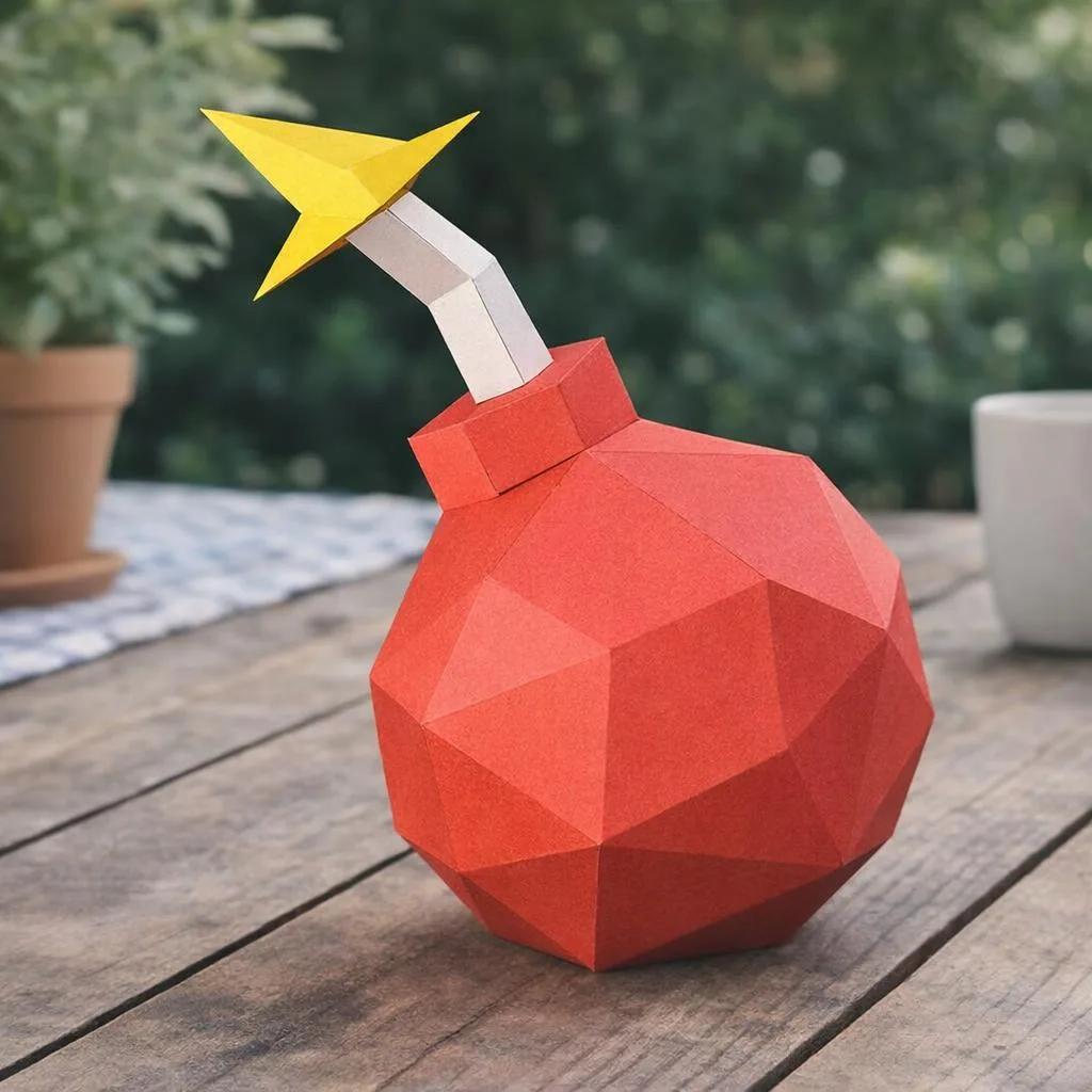 Papercraft gratuit de bombe en origami 3D