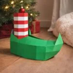 Papercraft gratuit de chausson de lutin en origami 3D