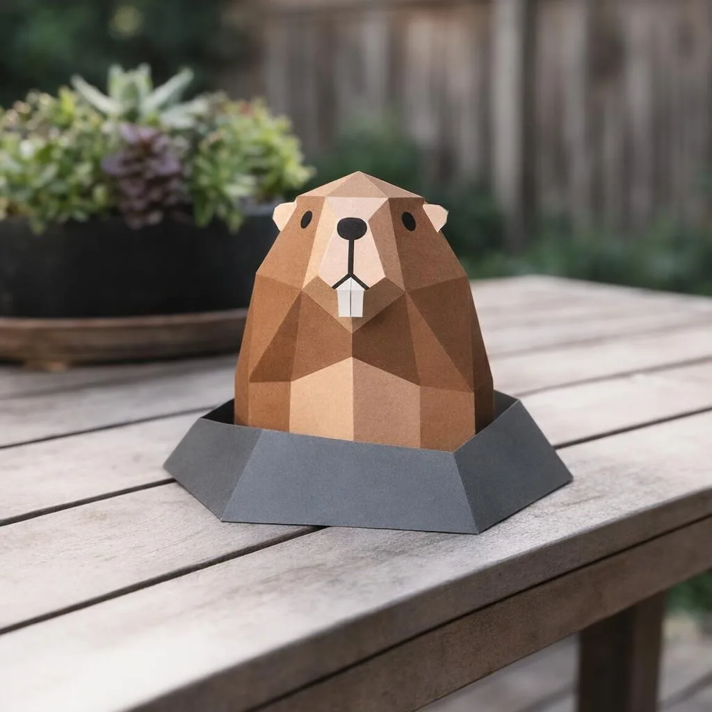Papercraft gratuit de marmotte en origami 3D