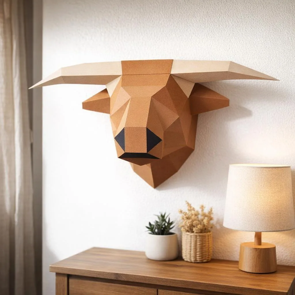Papercraft gratuito de vaca Highland en origami