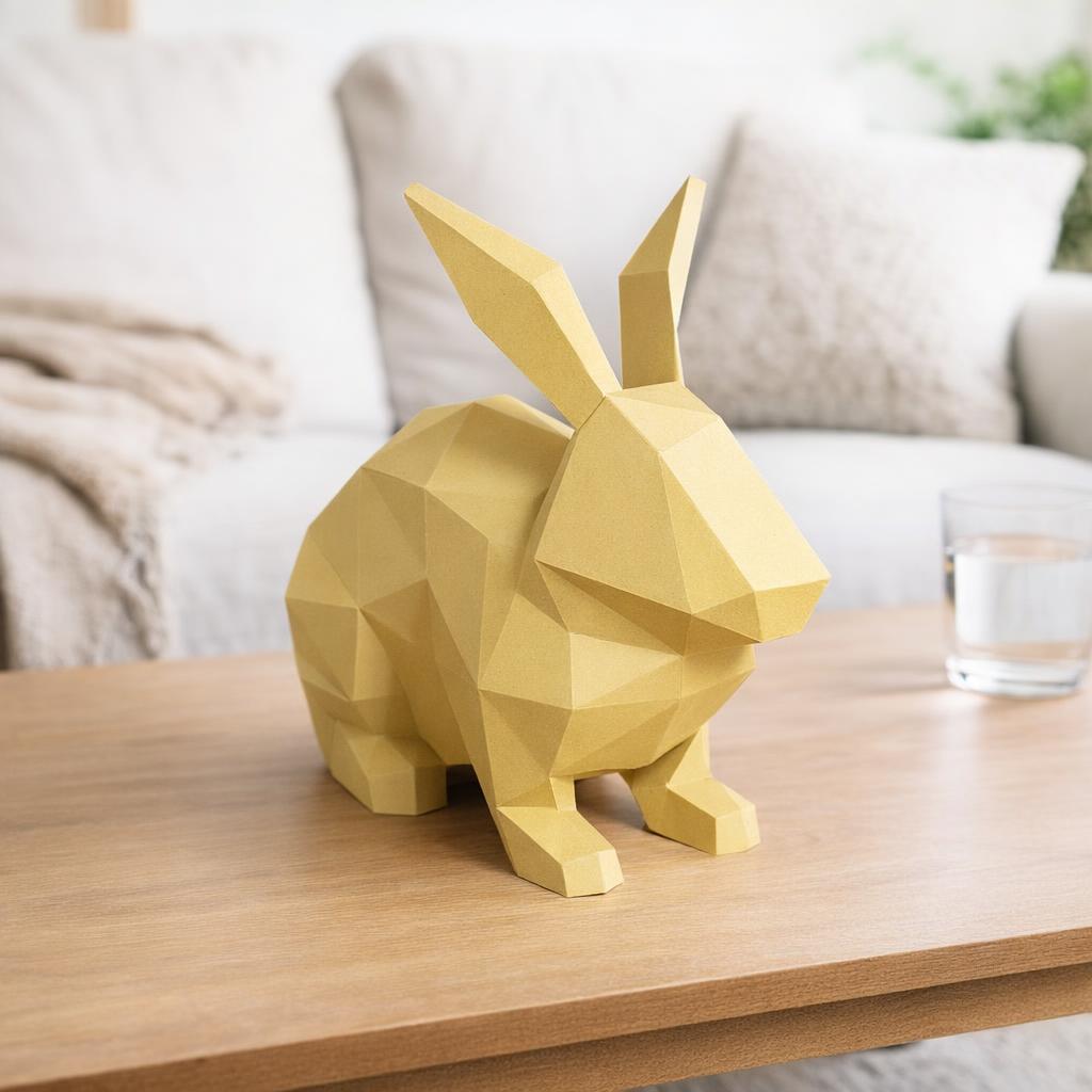 Papercraft gratuit lapin assis en origami 3D
