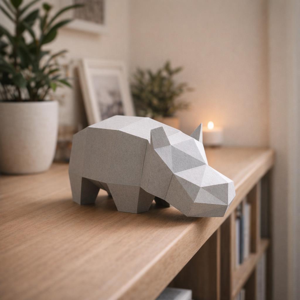 Papercraft Hippopotame origami papier 3D