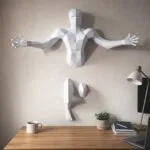 Papercraft man with outstretched arms in origami