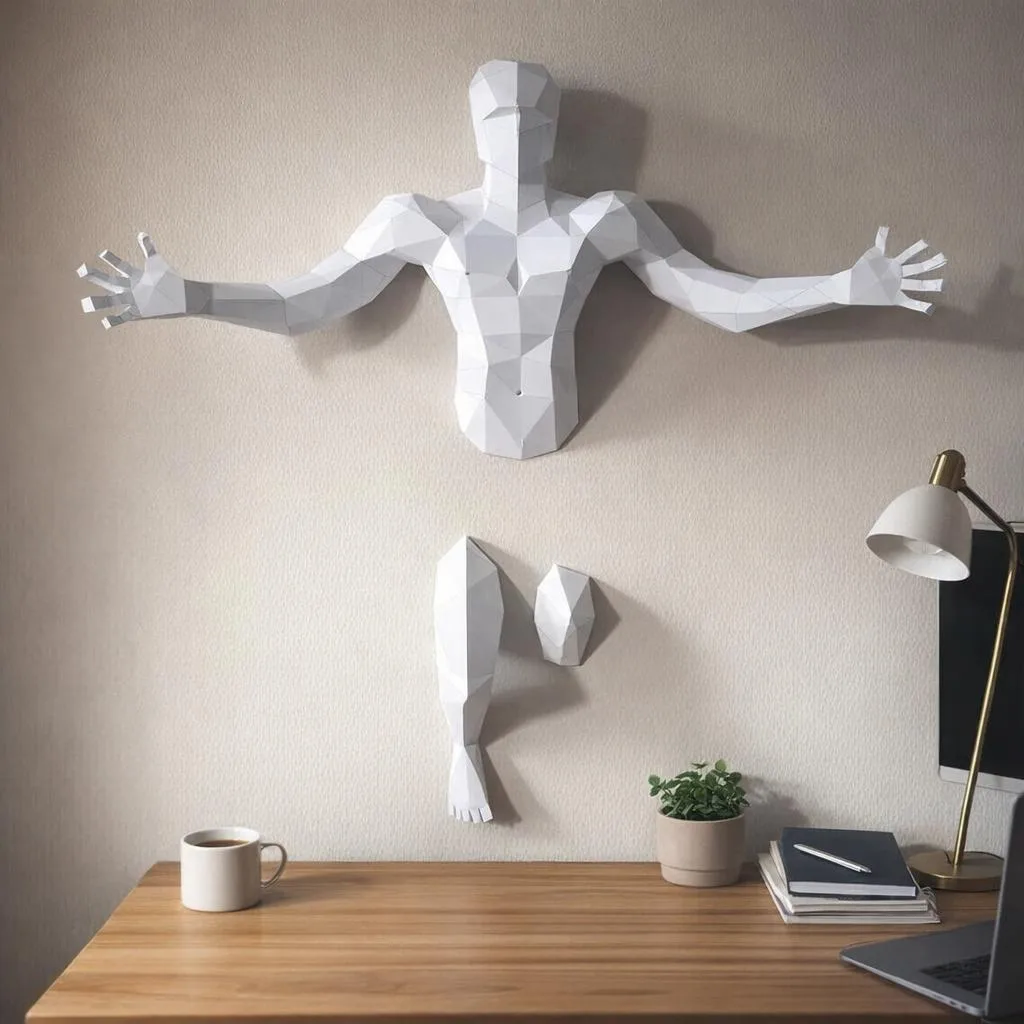 Papercraft homem com braços abertos em origami