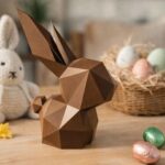 Papercraft conejo de Pascua en su huevo en origami 3D