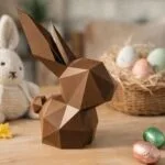 Papercraft lapin de Pâques dans son oeuf en origami 3D