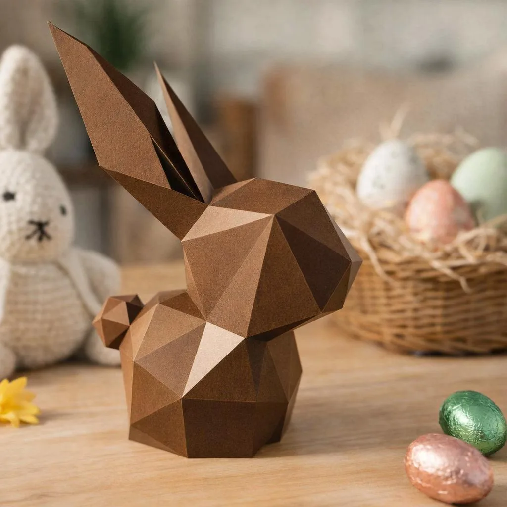 Papercraft coniglio di Pasqua nel suo uovo in origami 3D