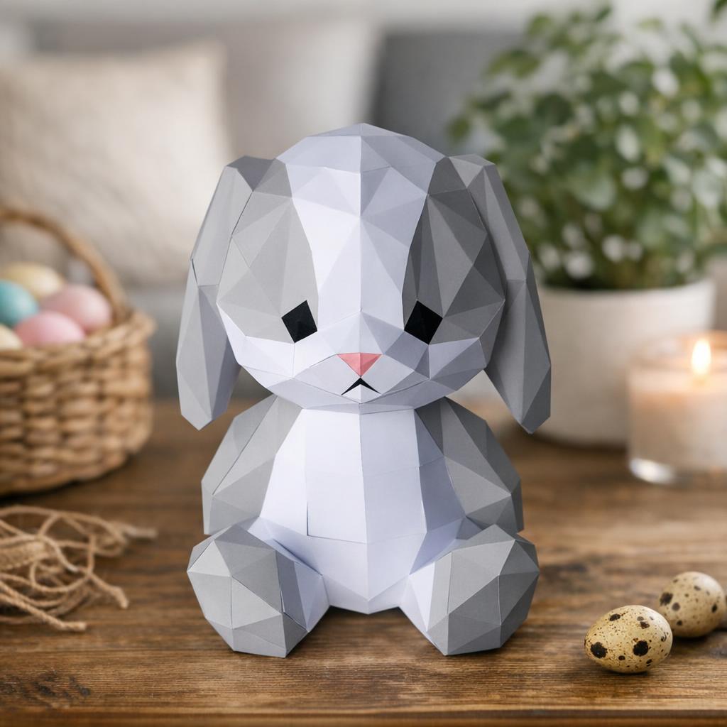 Papercraft lapin de Pâques avec sa carotte en origami