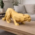 Papercraft léopard accroupi en origami 3D