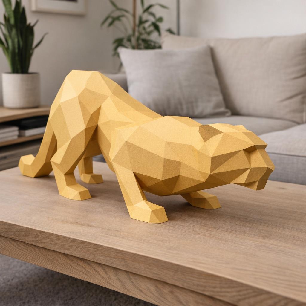 Papercraft de chat avec balle en origami 3D