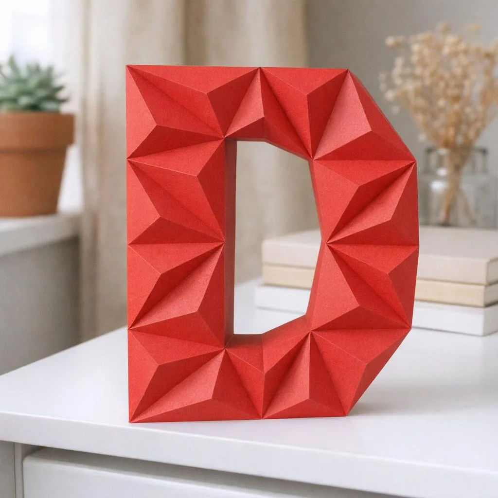 Papercraft Buchstabe D als 3D-Origami