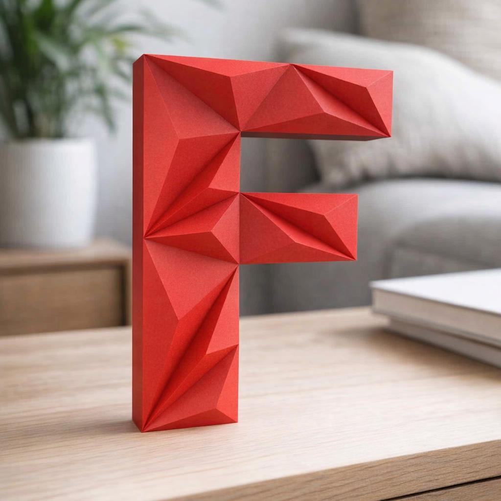 Papercraft lettre F en origami 3D