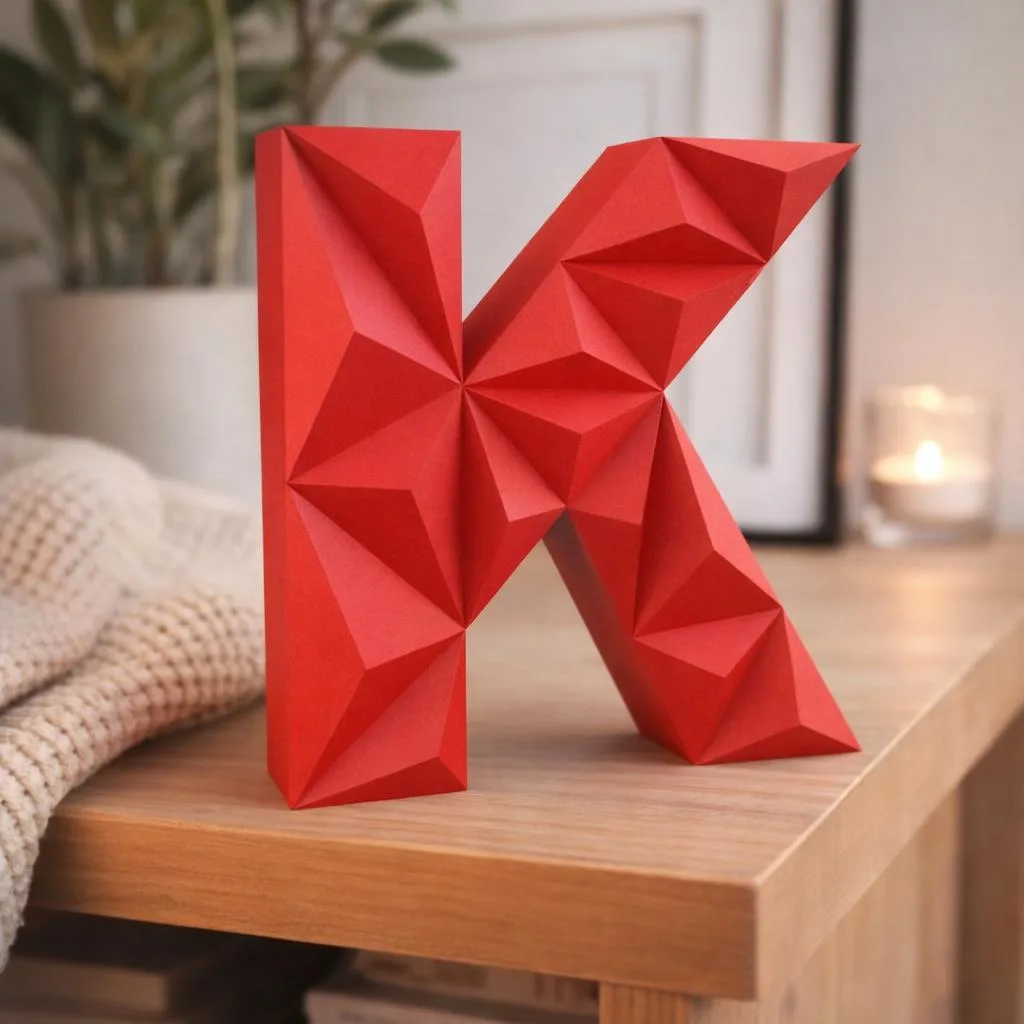 Papercraft Buchstabe K als 3D-Origami