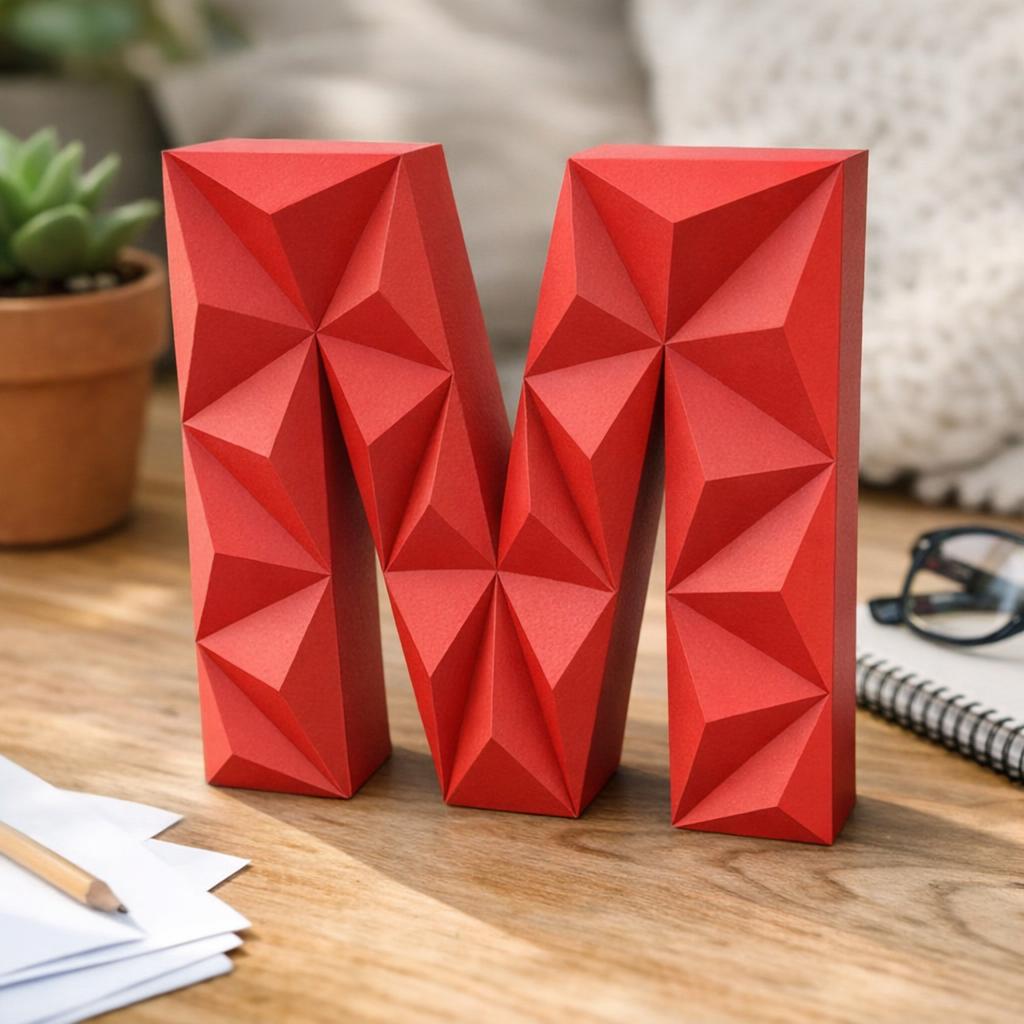 Papercraft lettre M en origami 3D